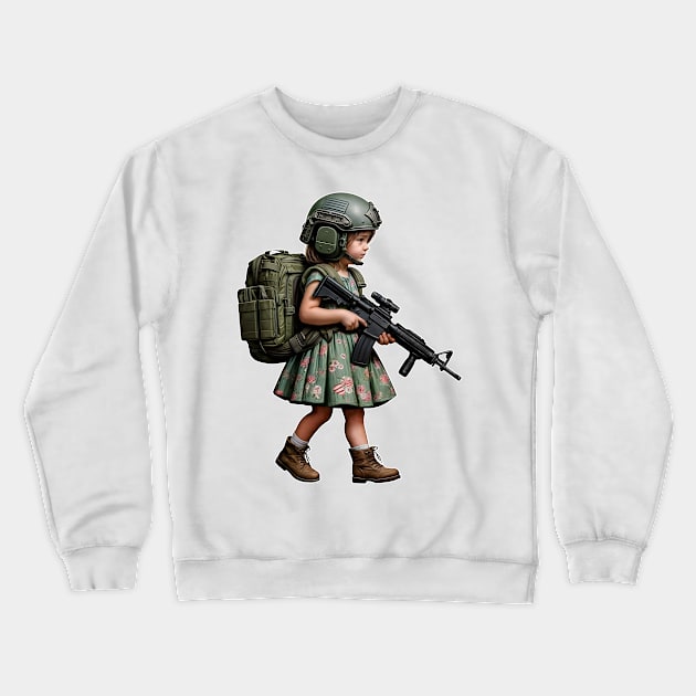 The Little Girl and a Toy Gun Crewneck Sweatshirt by Rawlifegraphic